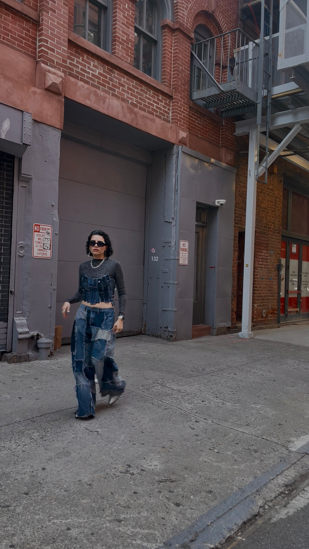 BLUE DENIM PATCHED JEANS