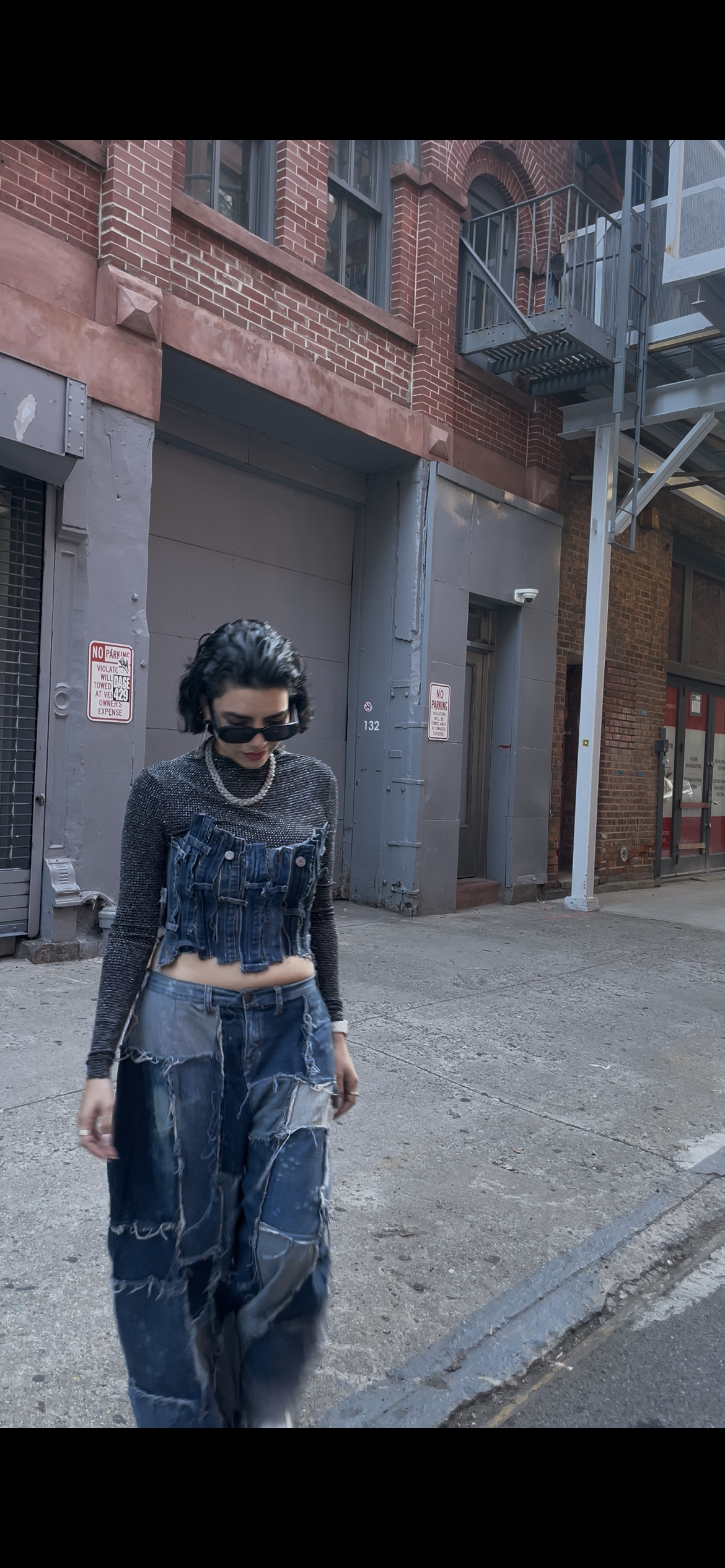 BLUE DENIM PATCHED JEANS